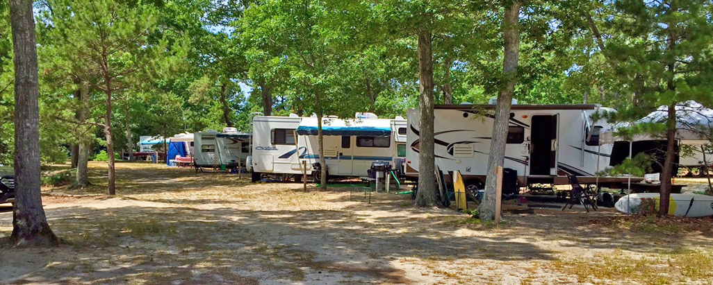 RV site at Atlantic Oaks Campground